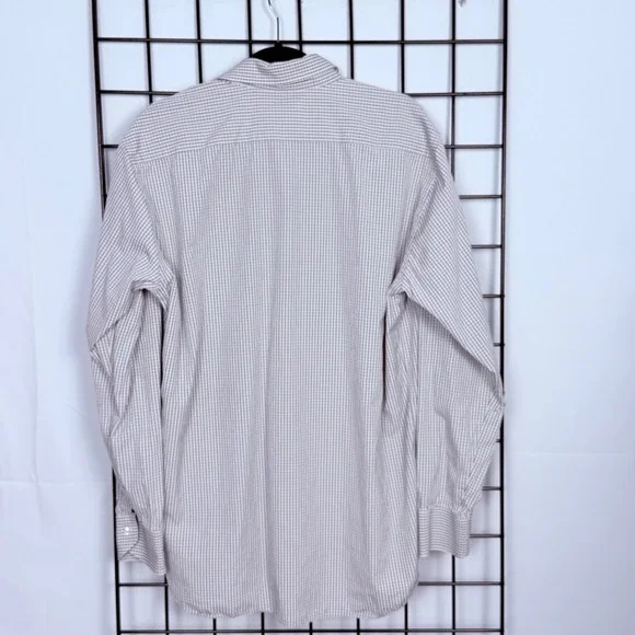 Canali Brushed Button Down Shirt Mens 44-17 1/2 Cream Red Check Business Italy - Picture 4 of 11